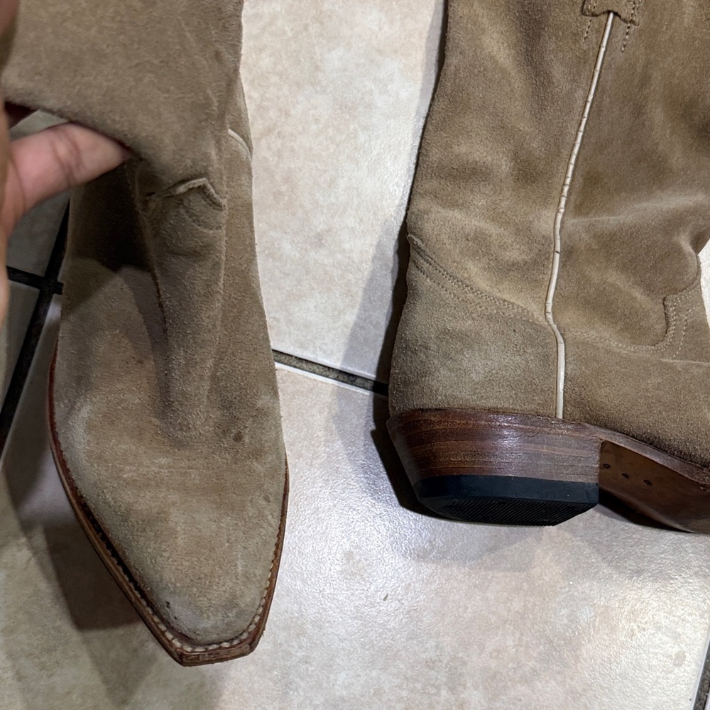 Dr Adams classic cowboy pull on Tan Heeled Boots real leather - Picture 4 of 12